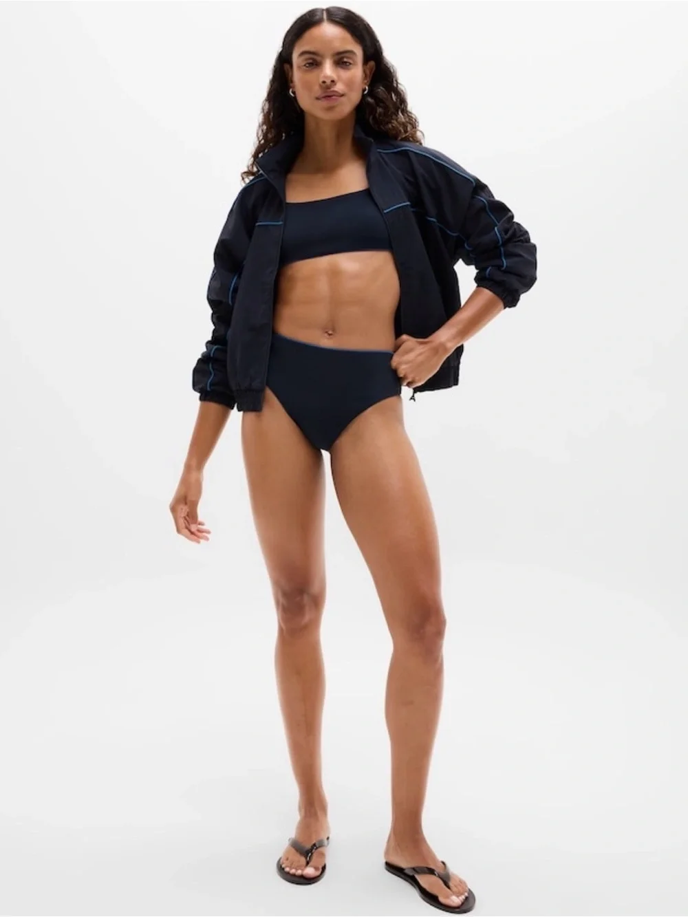 NWT Athleta High Waist Full Tipped Swim Eclipse/Breaker Bottom Sz L (#845277)